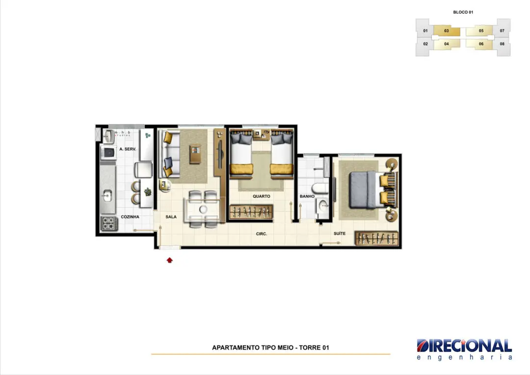 allegro-residencial-club-apto-2-quartos-sem-suite-1 Allegro Residencial Clube